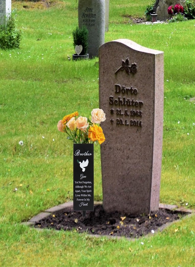Oooct Brother Metal Cemetery Vases - Grave Decorations with Stake, Memorial Markers, Outdoor Yard Sign - Image 2